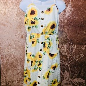Women’s sunflower button down midi dress